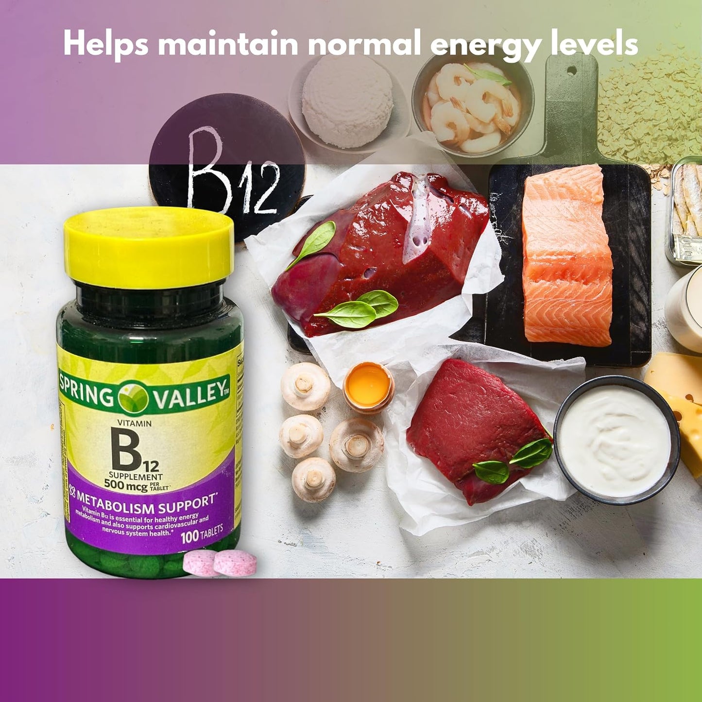 Fusion Shop Store B12 500mcg - 100 Tablets - görsel 4