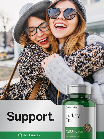 Horbäach Turkey Tail Mushroom Capsules | 120 Capsules | Non-GM and Gluten free Extract
