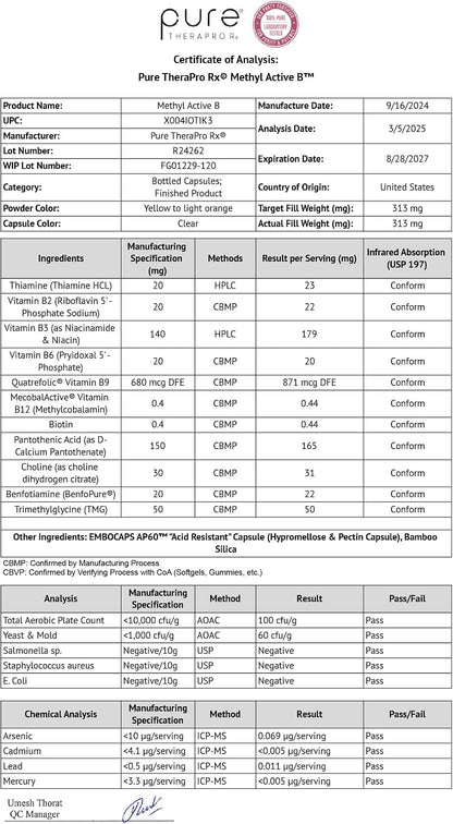 Pure Therapro Rx Methylated B Complex – Methylcobalamin & Adenosylcobalamin: Two active forms of B12. – Image 9