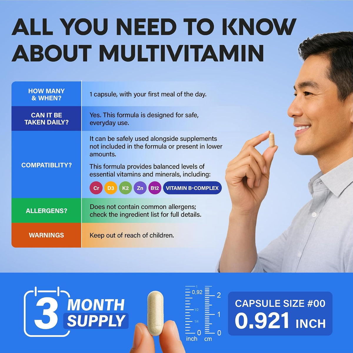 Multivitamin for Men - 46-in-1 with – Immune defence – Vitamin D, zinc, and antioxidants support a healthy immune – Image 8