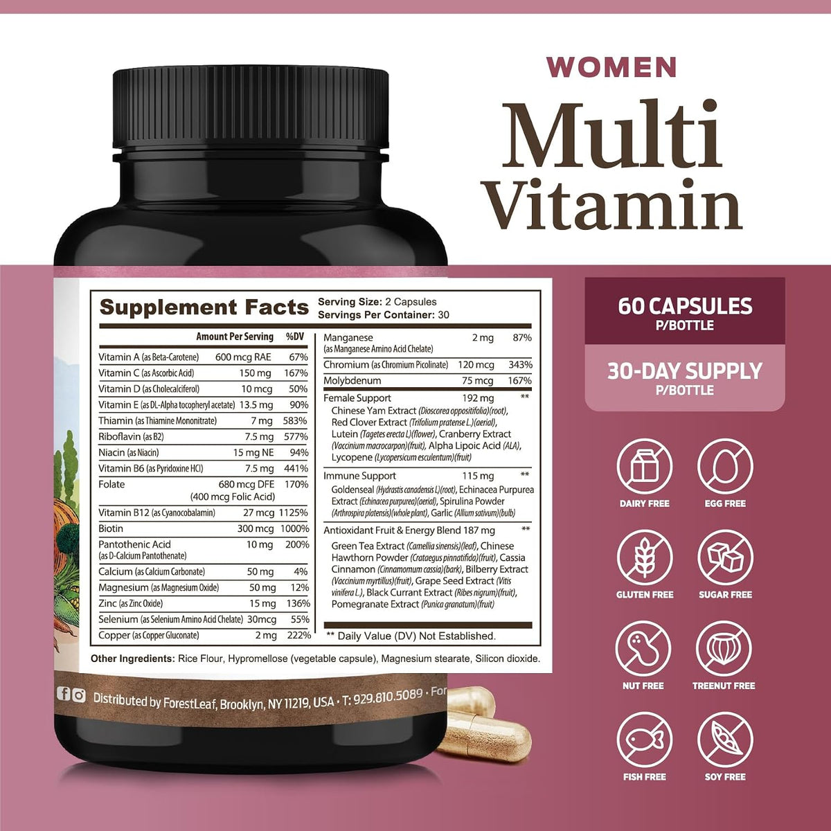 ForestLeaf Daily Multivitamin for Women's - – Zinc: Essential for skin integrity and immune defence – Image 3