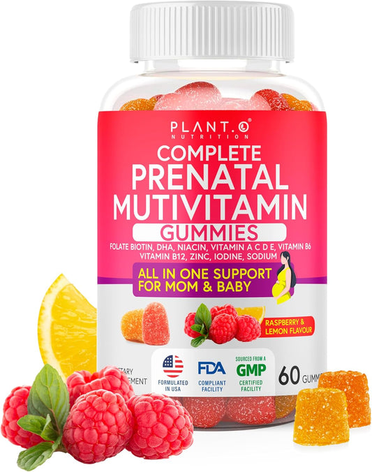 PLANT.O NUTRITION Prenatal Gummies for Women's with DHA, Folate, Vitamin B C D – Delicious Multivitamin Blend for Fetal and – Image 1