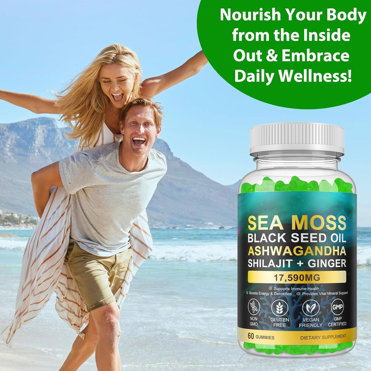 Sea Moss Gummies, Sea Moss, Bladderwrack, – Shiitake Mushroom : A source of beta-glucans that support immune – Image 7