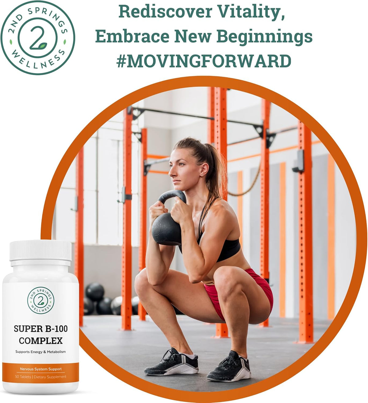 2nd Springs Super B-100 Complex - High – Vitamin B6 (Pyridoxine) – involved in amino acid metabolism and – Image 5