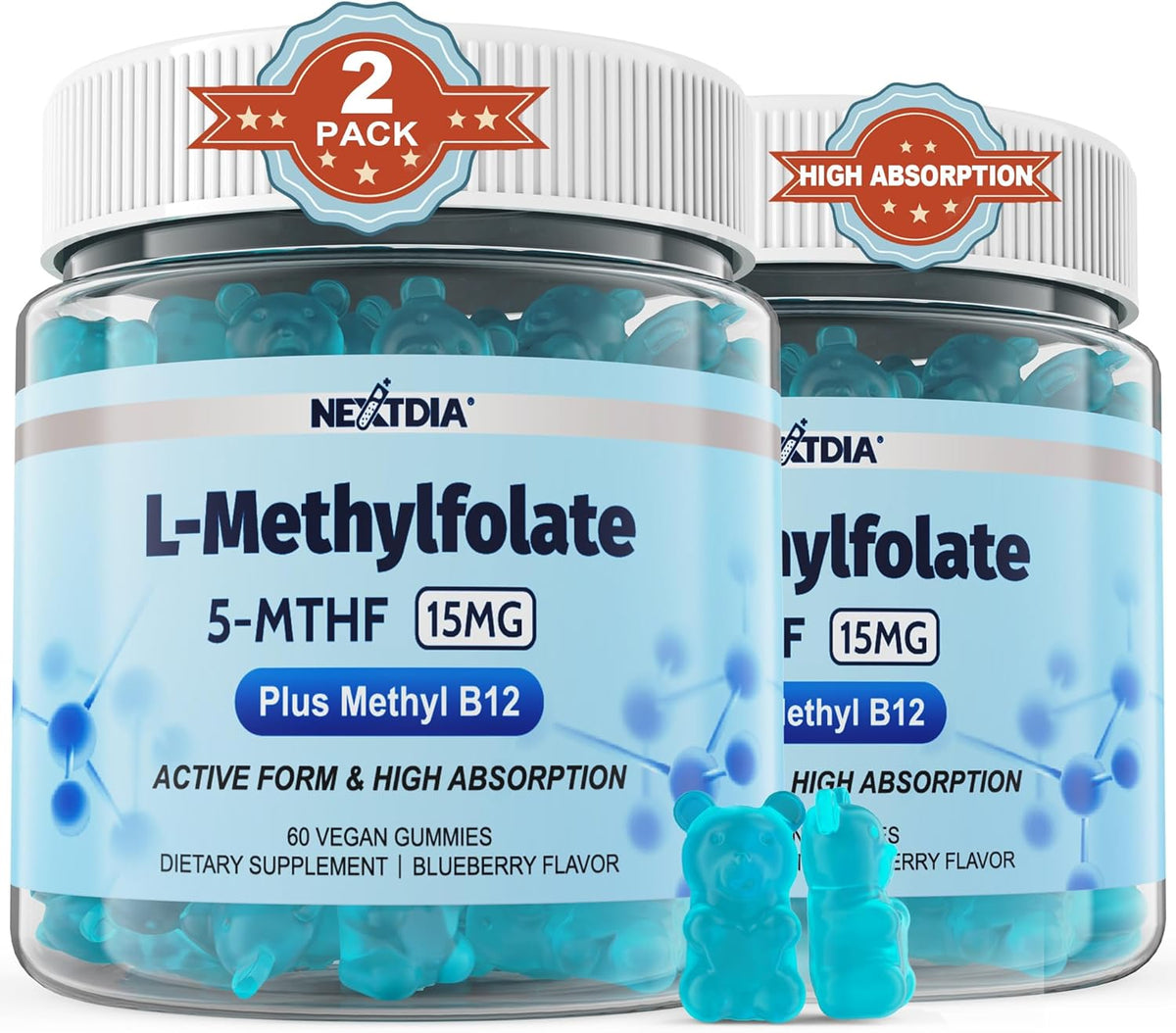 L-MethylFolate 15mg & Methyl B12 Gummies - – Homocysteine Metabolism: Folate, B12, and B6 help convert – Image 1