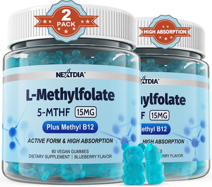 L-MethylFolate 15mg & Methyl B12 Gummies - – Homocysteine Metabolism: Folate, B12, and B6 help convert – Image 1