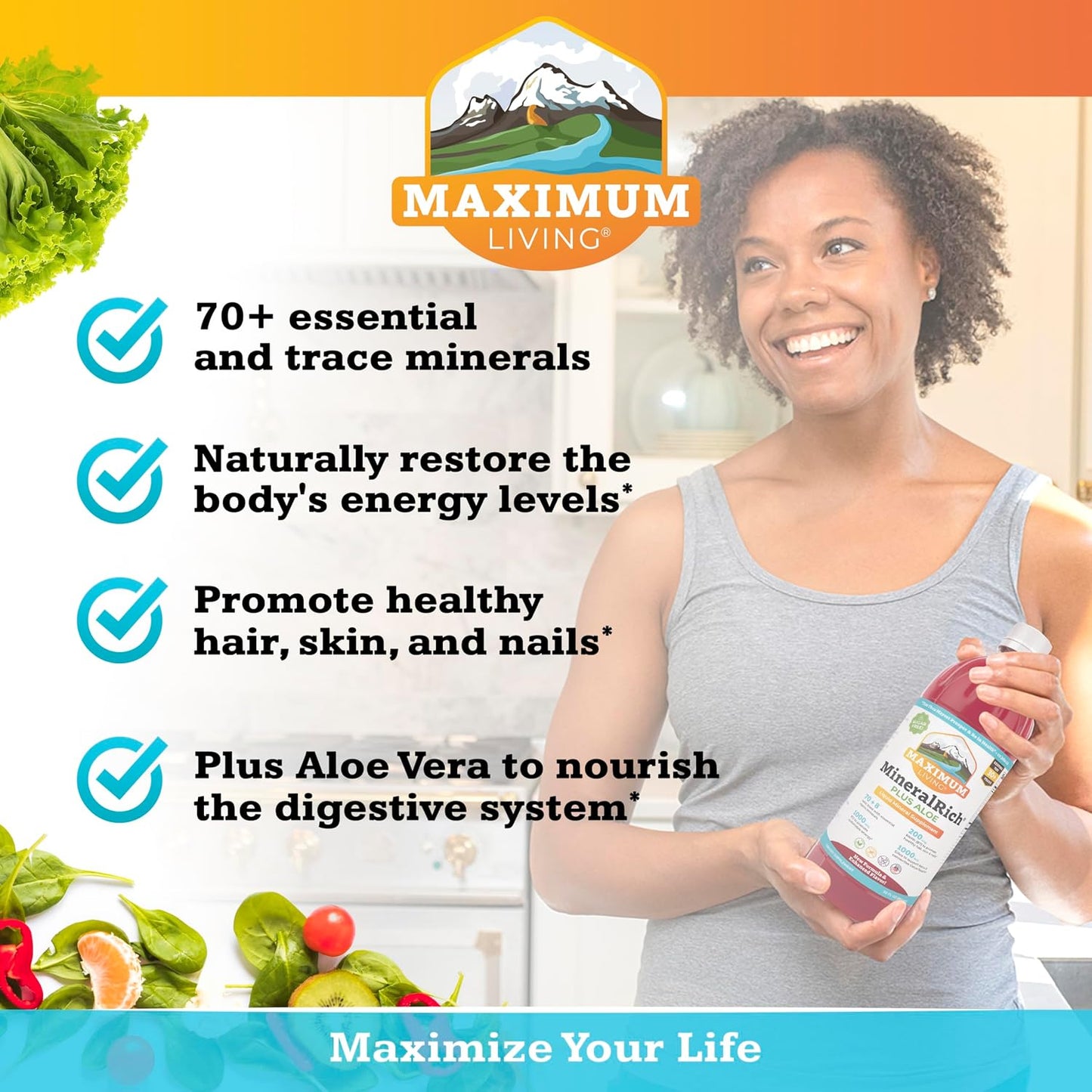 Maximum Living MineralRich Liquid Mineral Supplement with Aloe - 946 mL - görsel 4