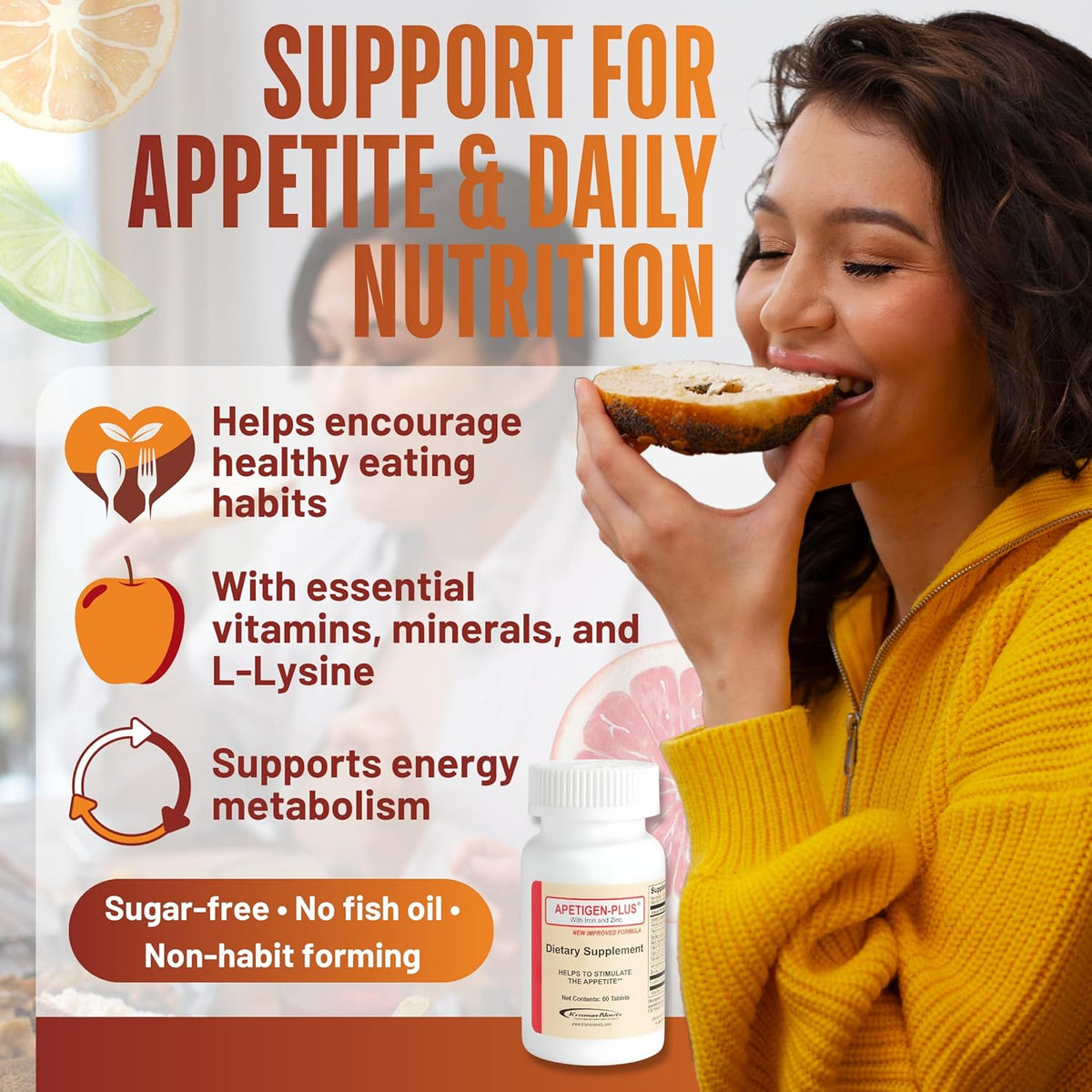 Apetigen-Plus Appetite Stimulant for Weight Gain – Multivitamin with Iron, Zinc, L-Lysine & B-Complex – Appetite Booster – Image 2