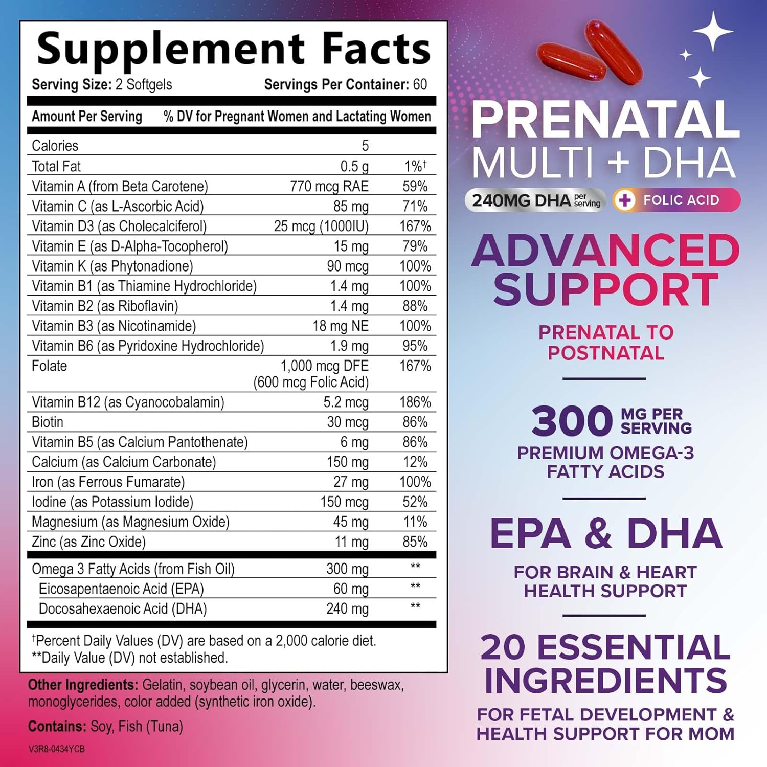 Prenatal Vitamins for Women with Folic Acid and Omega-3 DHA - 120 Softgels - görsel 2