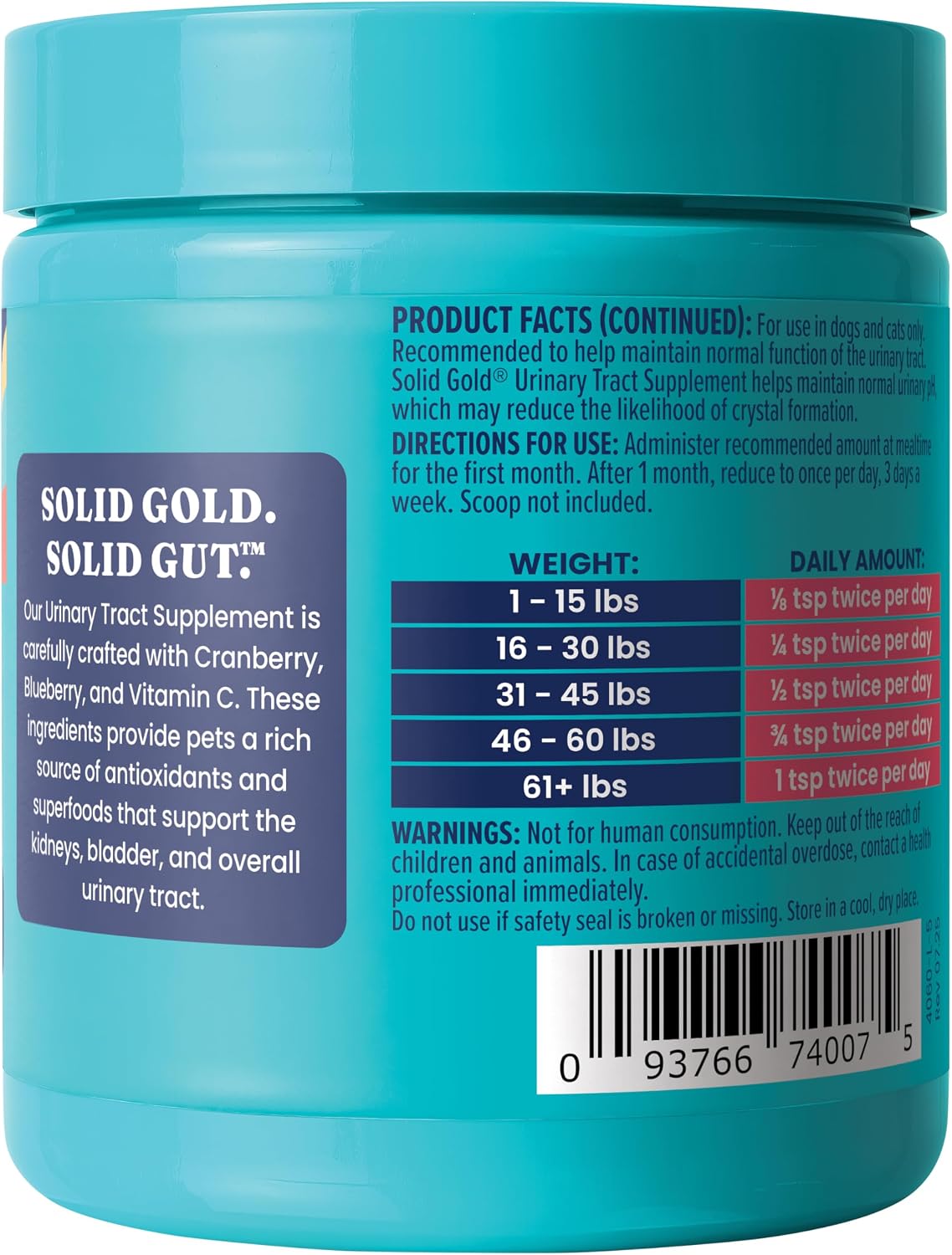 Solid Gold Berry Balance Cranberry Supplement for Dogs – Urinary Tract, Bladder & Kidney Support with Antioxidants (99 g Powder) - görsel 9