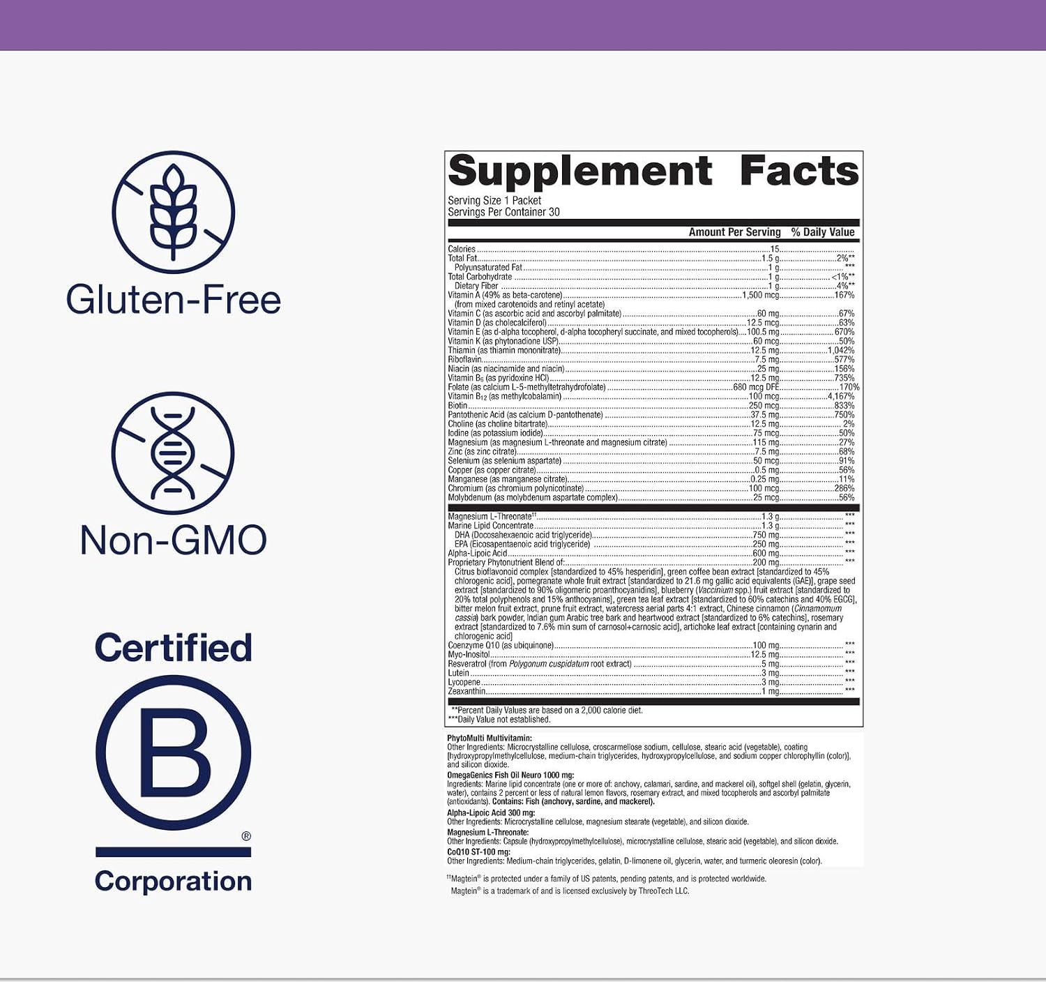 Metagenics Wellbeing Essentials Brain Health - Daily Multivitamin Sachets with DHA, CoQ10, Alpha Lipoic Acid - 30 Sachets - görsel 4