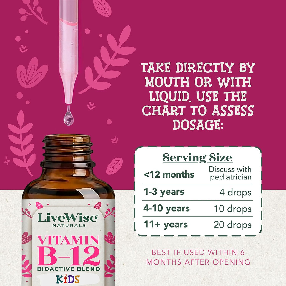 Live Wise Naturals Organic Vitamin B12 Liquid Drops for Kids, 12 mL – Image 5