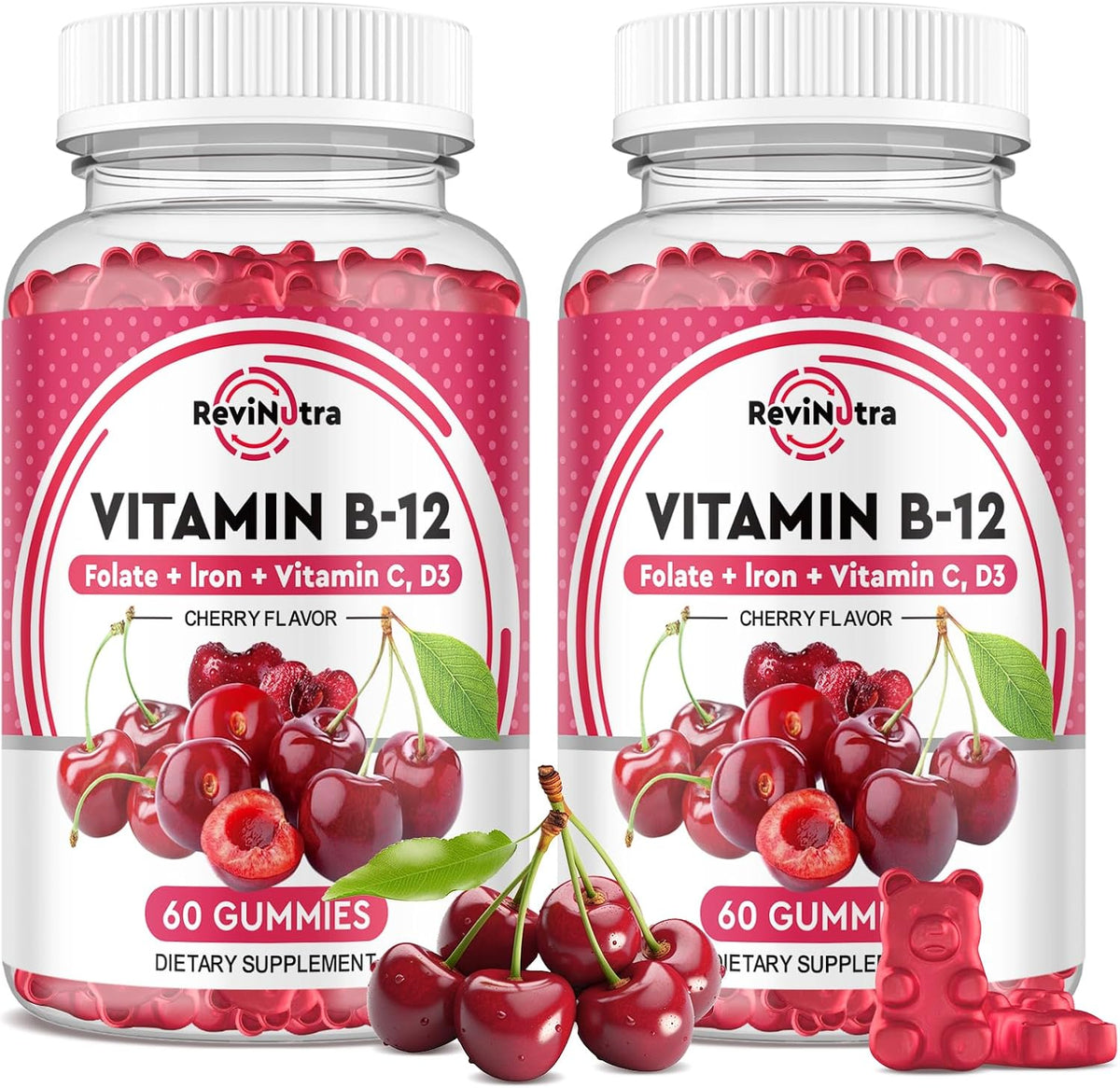 ReviNutra Vitamin B12 Gummies - 5000 mcg – Enriched with iron, vitamin C, vitamin D3, and folate – Image 9