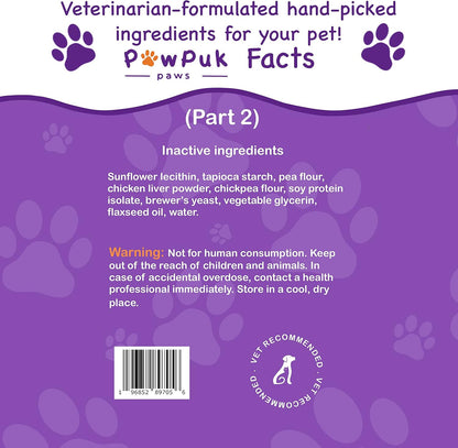 PawPuk Paws Multifunctional Dog Supplements - Silymarin, Glucosamine, MSM, Green Lipped Mussel, Salmon Oil, Probiotics, Co-Q10, NMN - Immune, Joint, Skin & Digestive Support