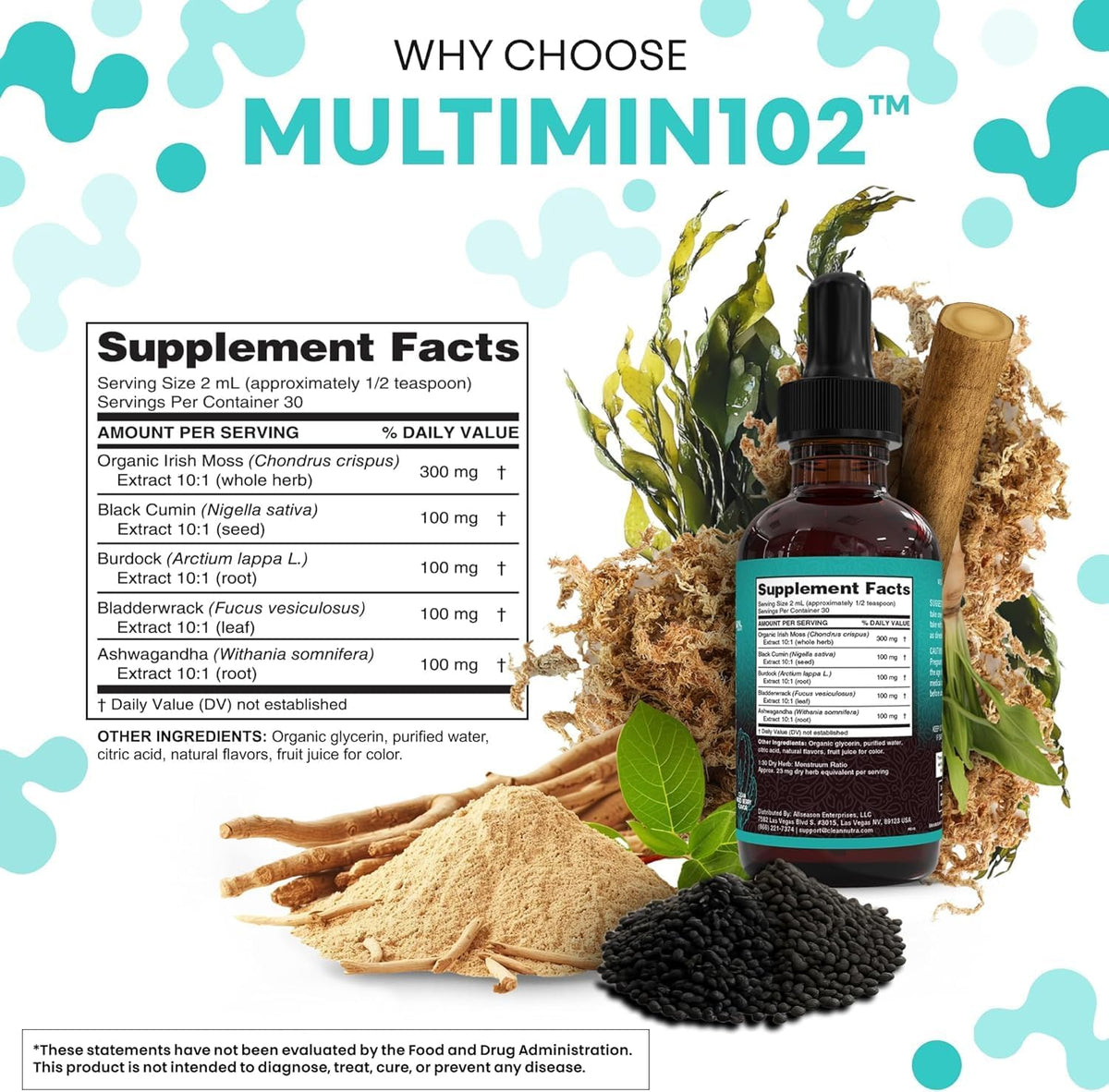Clean Nutra Organic Sea Moss Drops Supplement | Black Seed Oil, Ashwagandha, Burdock Root & Bladderwrack - Multimineral – Image 5