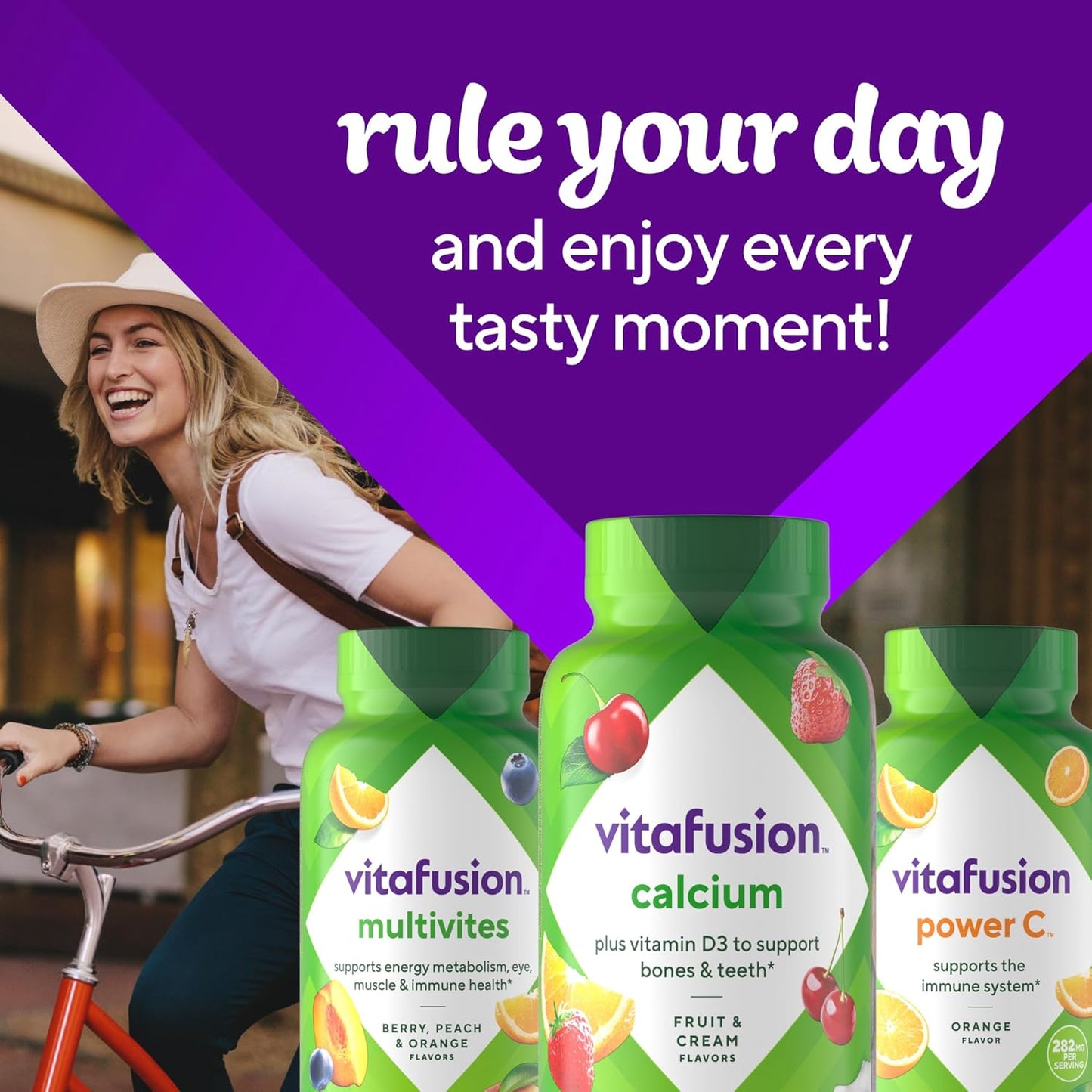 vitafusion Chewable Calcium Gummy Vitamins for Bone and Teeth Support, Fruit and Cream Flavour, 100 Count - görsel 9