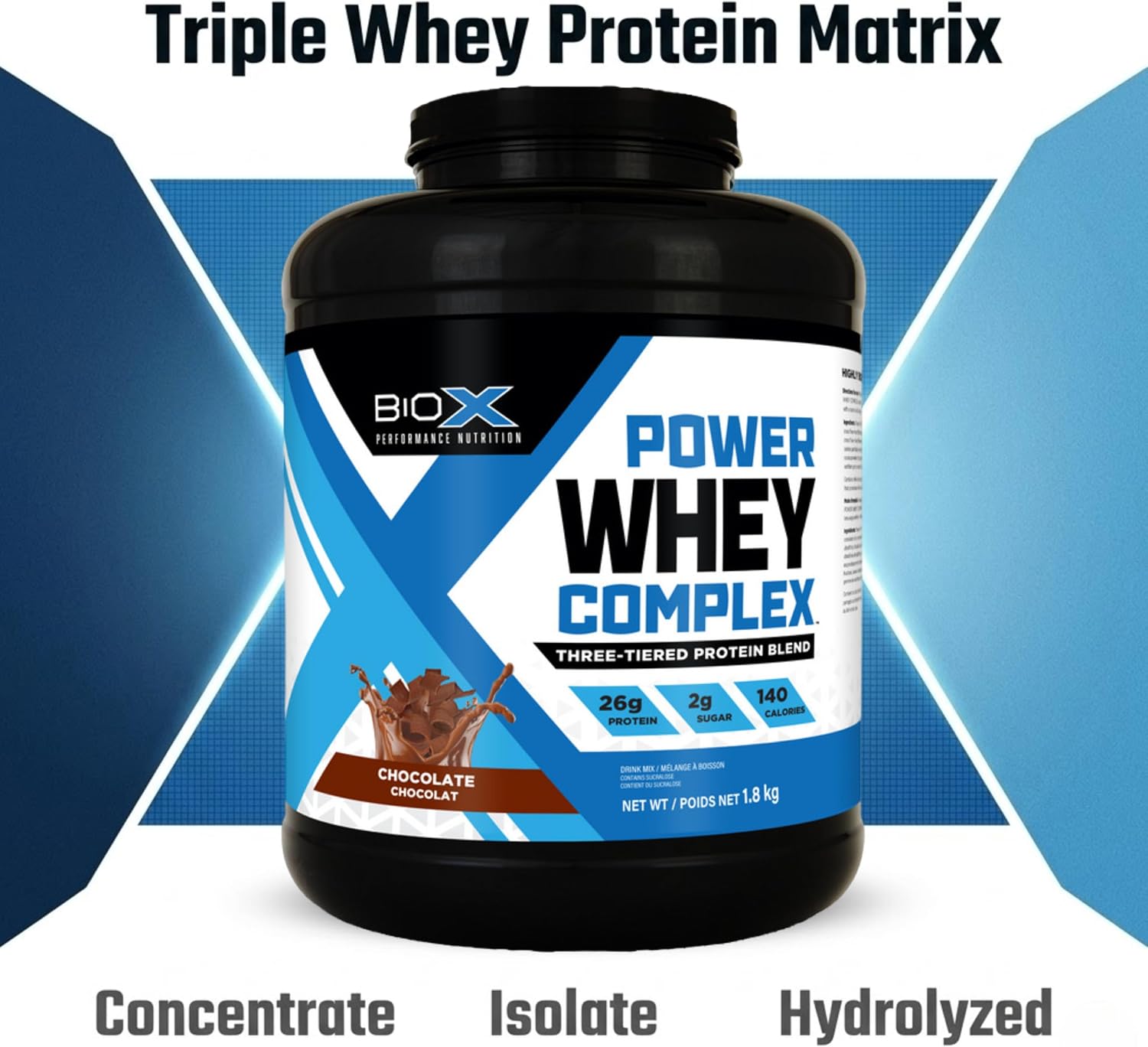 BioX Power Whey Complex | High Protein 100% Pure Whey Protein Powder | 26g Protein | 52 Servings, 1.8kg (Chocolate) - görsel 4