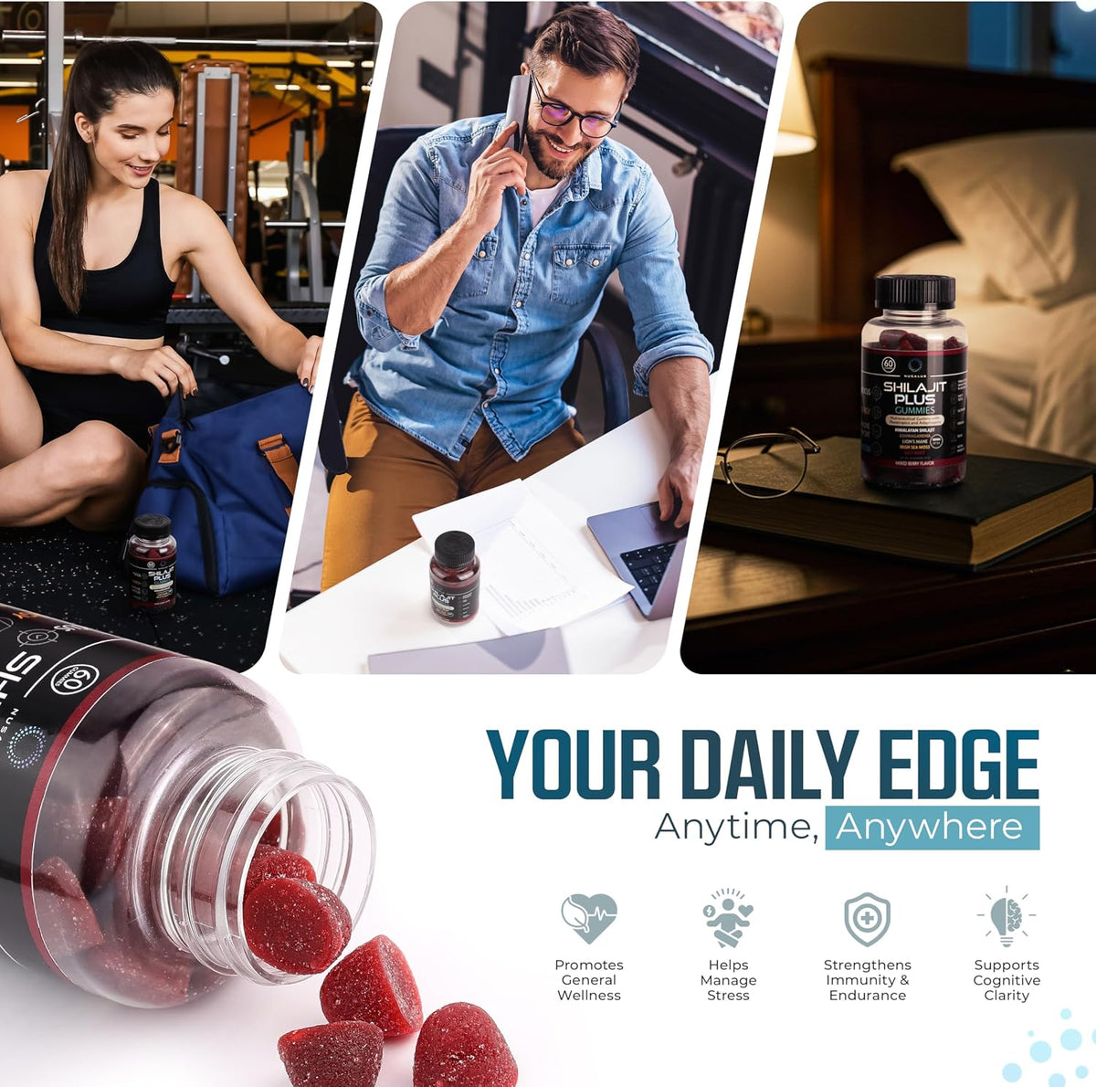 Shilajit Plus Gummies 5-in-1 Adaptogen Energy & Focus Supplement | Shilajit, Ashwagandha, Lion's Mane, Sea Moss & Beet Root – Image 4