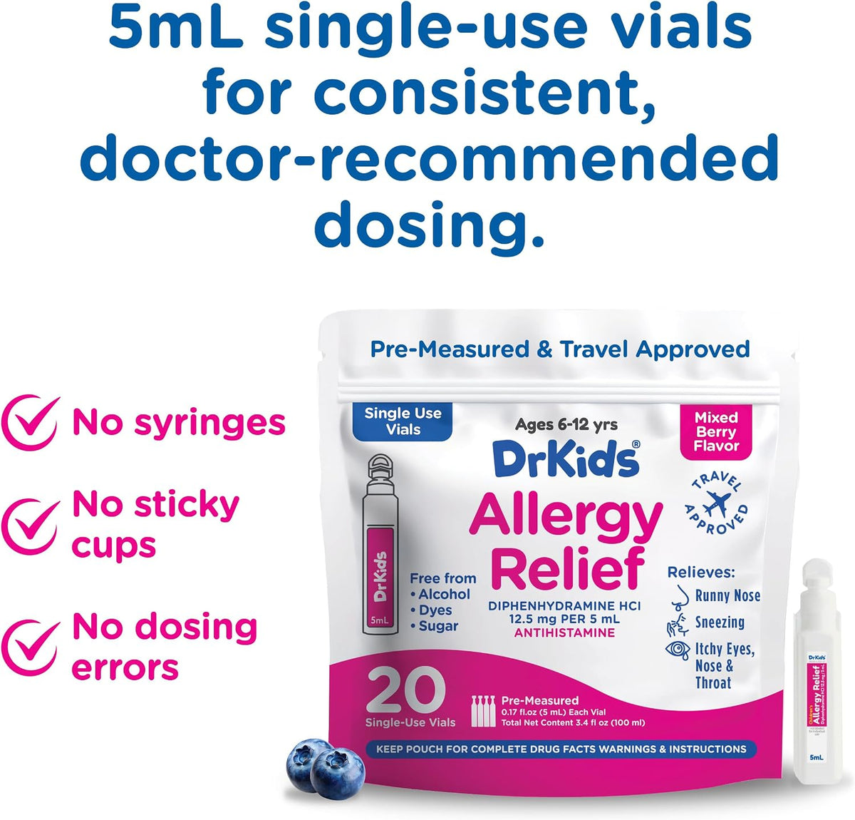 Dr. Kids Children's Allergy Relief Medicine, – Great Taste: The mixed berry flavour masks the medicinal taste, – Image 3