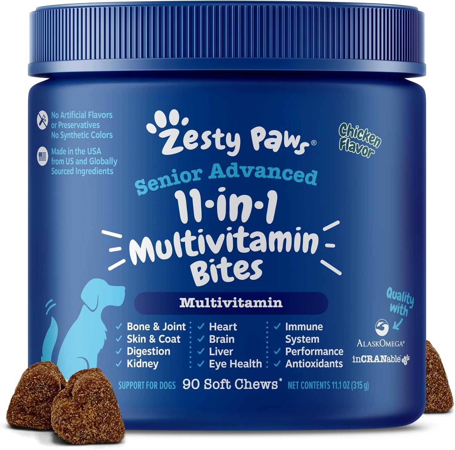 Zesty Paws Multifunctional Bites Dog Multivitamin, Chicken, 90 Chews - görsel 8