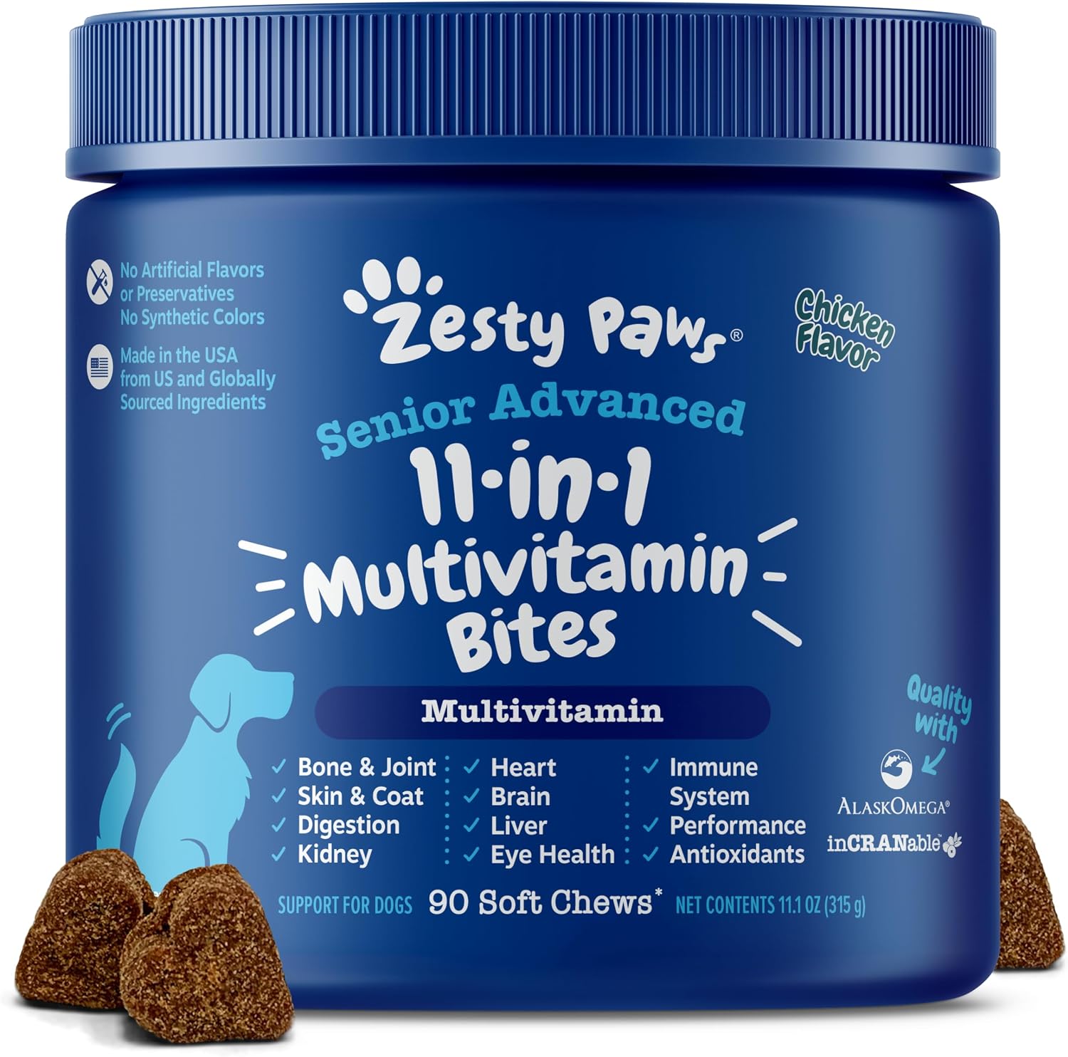 Zesty Paws Multifunctional Bites Dog Multivitamin, Chicken, 90 Chews - görsel 8