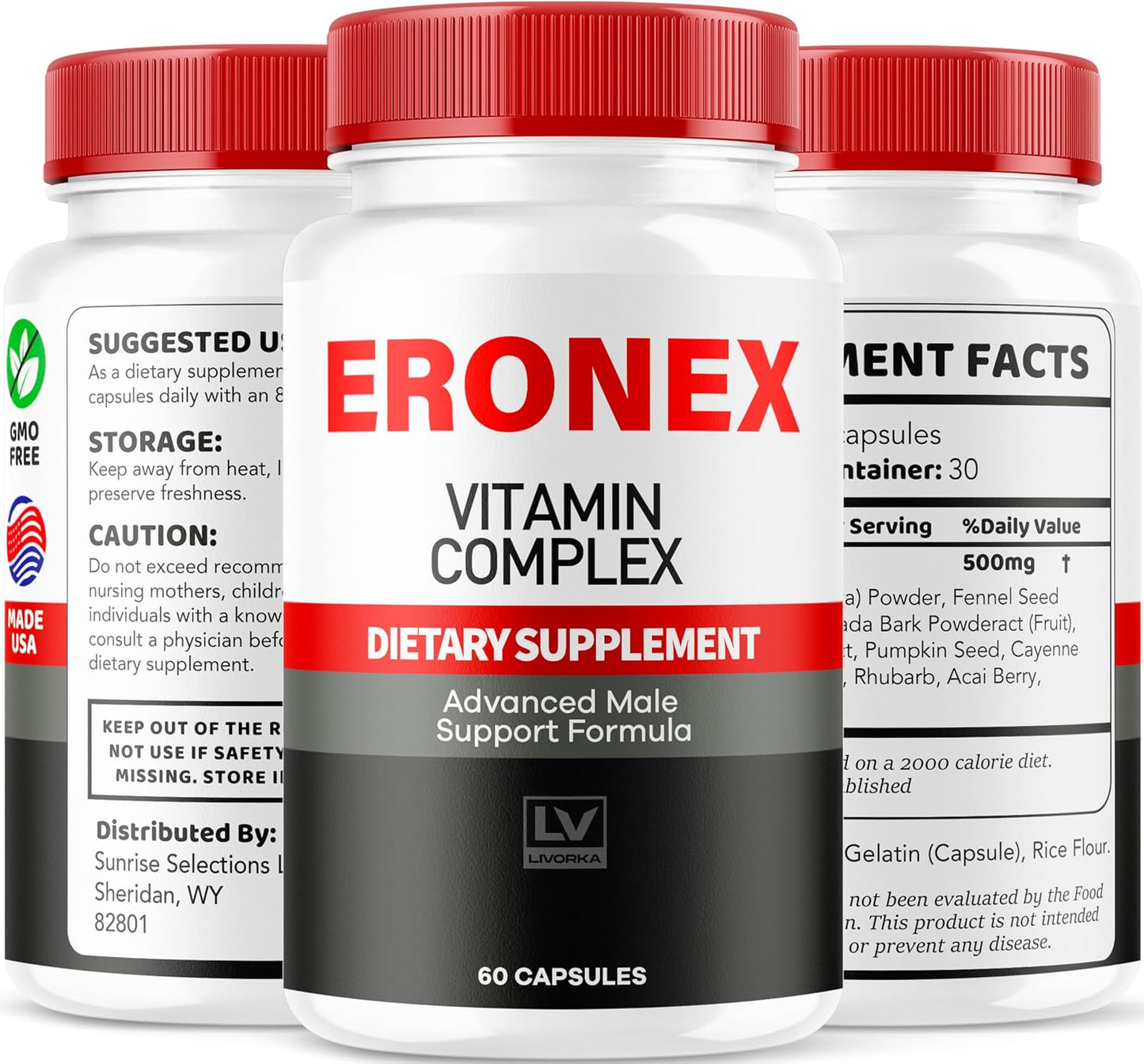 (2 Pack) Eronex Vitamin Complex Pills - Official Advanced Formula - 120 Capsules (2-Month Supply) - görsel 8