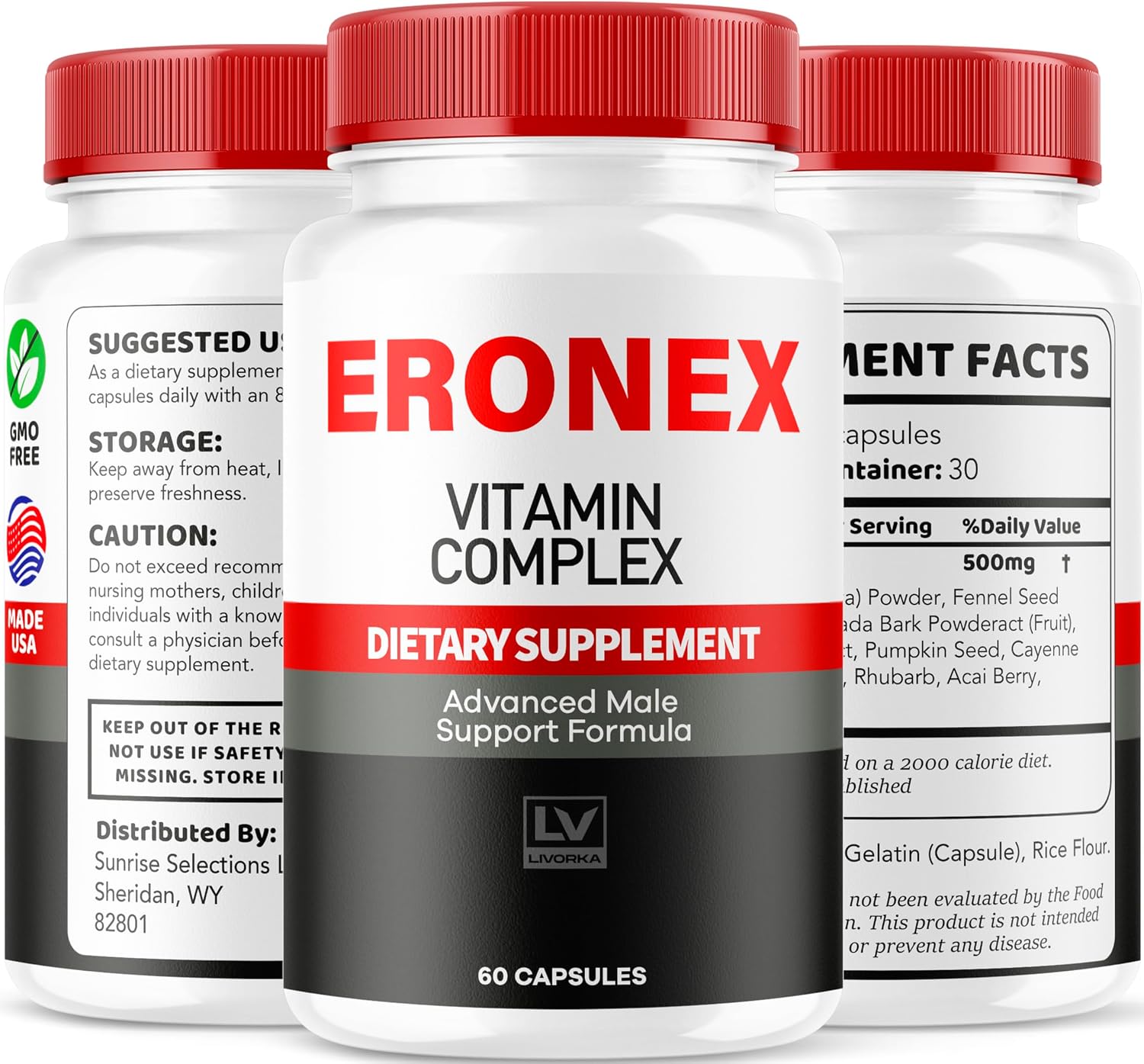 (2 Pack) Eronex Vitamin Complex Pills - Official Advanced Formula - 120 Capsules (2-Month Supply) - görsel 8