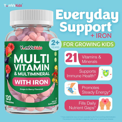 YUM-V'S Kids Multivitamin with Iron – Chewable Kids Multivitamin – Vitamins and Iron Supplement – Toddler Vitamins for Ages – Image 2