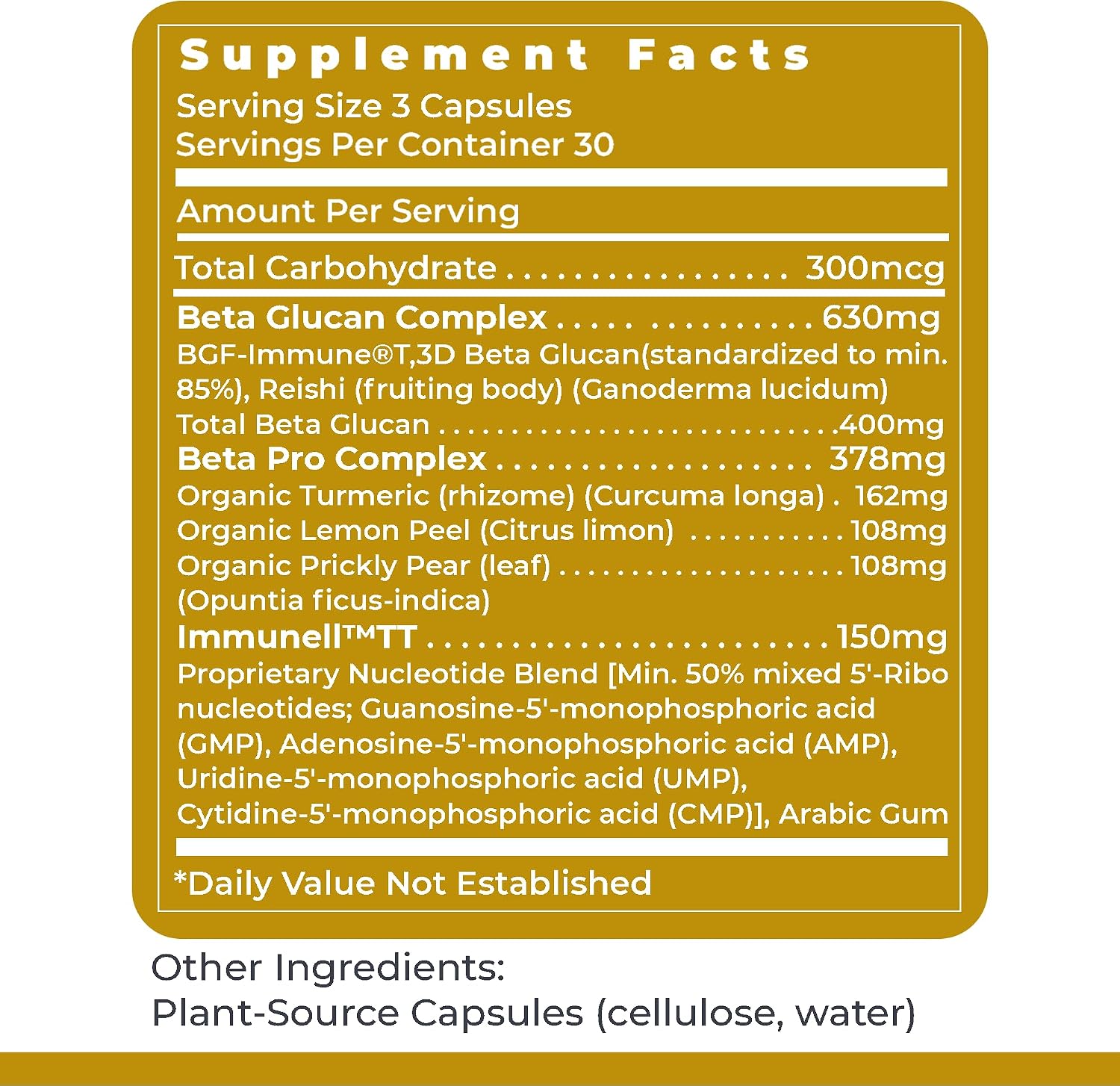 Premier Research Labs Nucleo Immune - Beta Glucan Supplement, Phytochemicals, Prickly Pear, Fibre, Immune Support - 90 Capsules - görsel 6