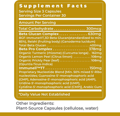 Premier Research Labs Nucleo Immune - Beta Glucan Supplement, Phytochemicals, Prickly Pear, Fibre, Immune Support - 90 Capsules