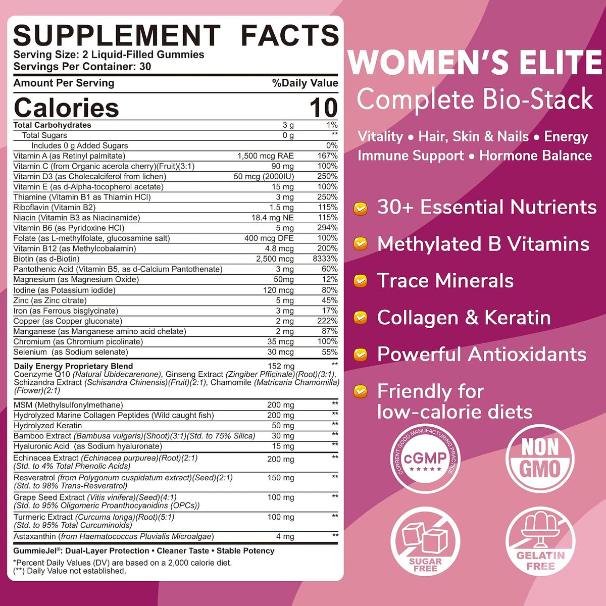 LILICARE Women's's Multivitamin Gummies - – Great for your hair, skin and nails: Biotin, collagen, keratin, plus – Image 2