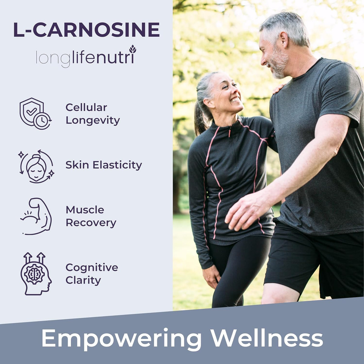 LongLifeNutri L-Carnosine 1000mg – Beta-Alanyl-L-Histidine for Cellular Energy & Brain Clarity, 120 Veg Capsules – Image 4