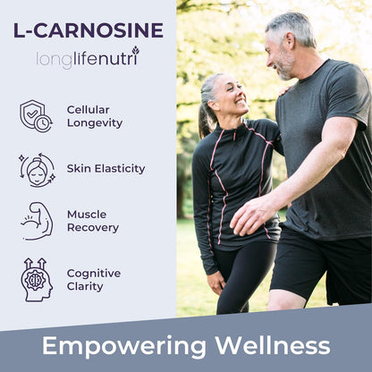 LongLifeNutri L-Carnosine 1000mg – Beta-Alanyl-L-Histidine for Cellular Energy & Brain Clarity, 120 Veg Capsules – Image 4