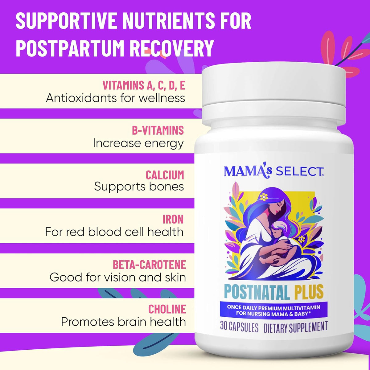 Mama's Select Postnatal Vitamins for Women's – Postnatal Multivitamin for Recovery, Energy, Hair & Milk Supply – – Image 4