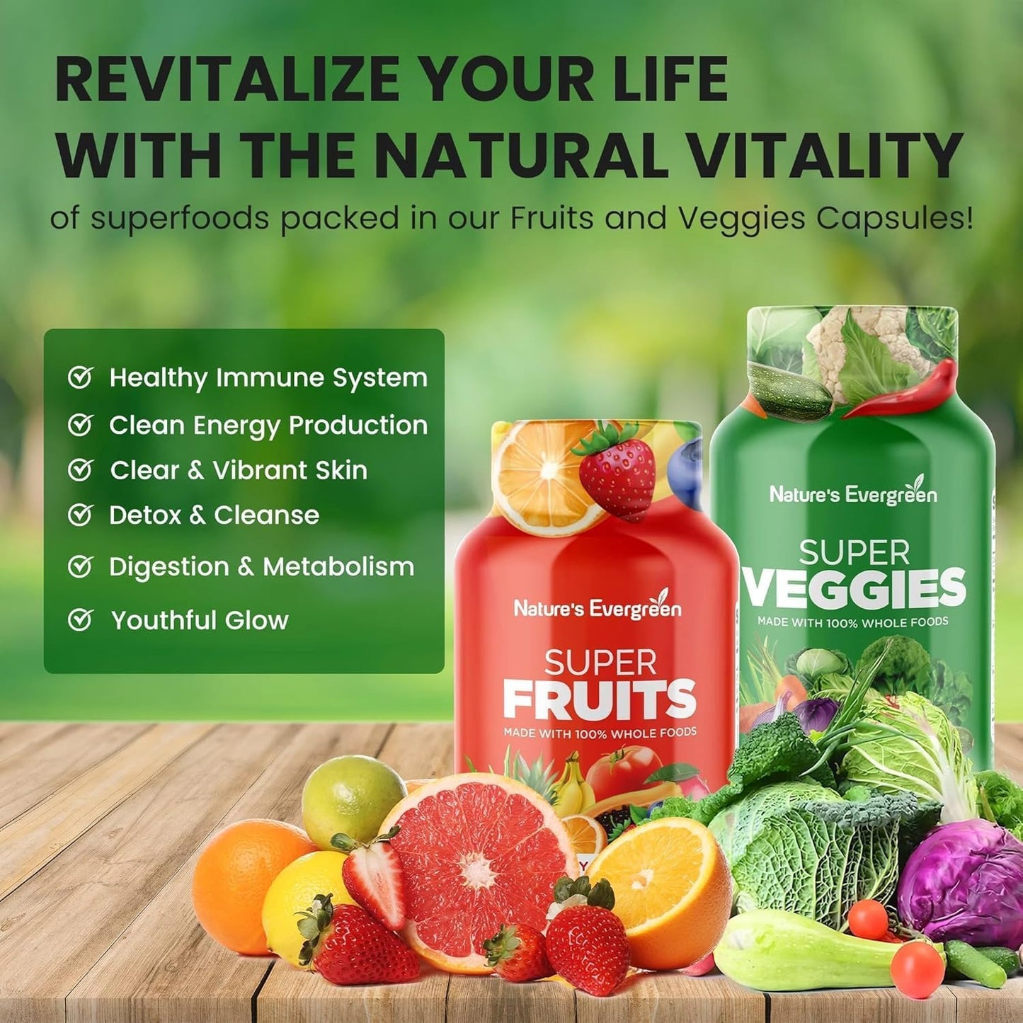 Fruits and Veggies Supplement - Nature's Evergreen - 180 Capsules (Pack of 2) - görsel 3