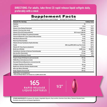 Nature's Truth Hair, Skin & Nails Vitamin | 5000mcg Biotin | 165 Softgels | with Collagen | Non-GM & Gluten free Supplement