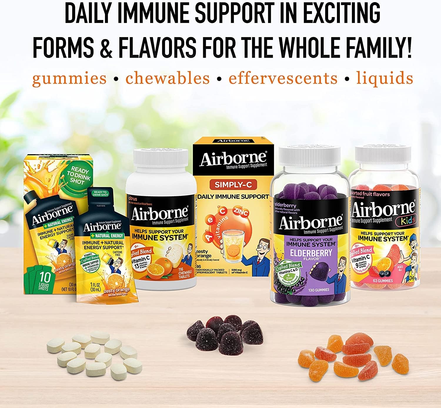 Airborne 1000mg Vitamin C + Zinc Chewable Tablets, Very Berry & Citrus - görsel 8