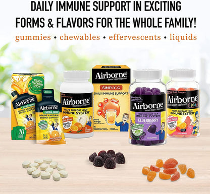 Airborne 1000mg Vitamin C + Zinc Chewable Tablets, Very Berry & Citrus