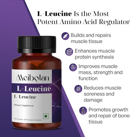 100% Pure L-Leucine 2000mg – Non-GM, Vegan – 120 Vegetarian Capsules