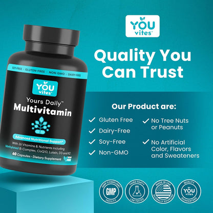 You Vites Methylated Multivitamin for Men and Women's - Methyl Multi Without Iron - 60 Capsules – Image 8