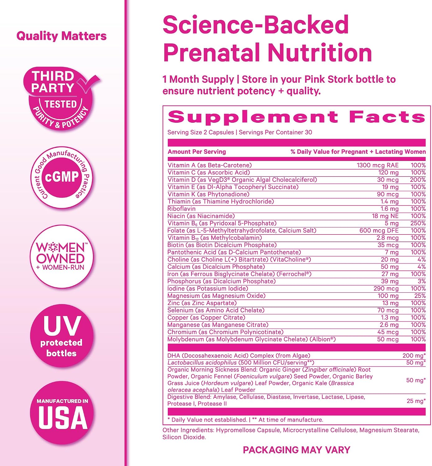 Pink Stork Premium Prenatal Vitamins for Women, 60 Capsules - görsel 6