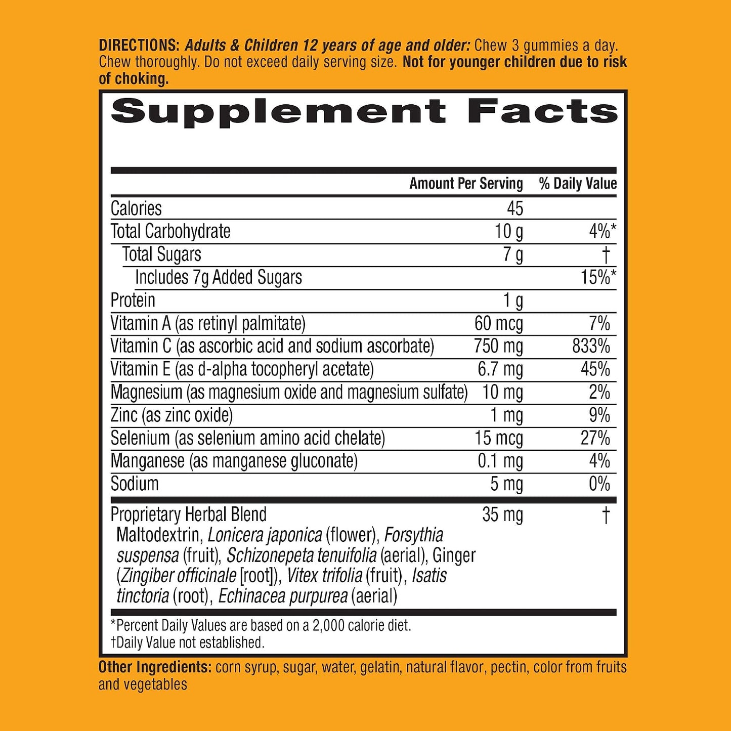 Airborne 750mg Vitamin C Immune Support Supplement Gummies for Adults, Zesty Orange Flavour, Gluten free Crafted Blend with Powerful Antioxidants Vitamins A C & E, 63 Gummies (2 Pack) - görsel 6
