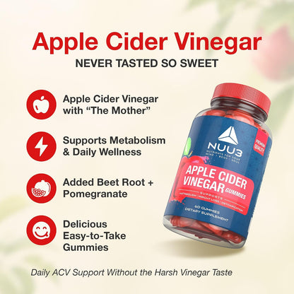 Apple Cider Vinegar Gummies - Support for – Folate (Vitamin B9): Essential for DNA synthesis and cell division, – Image 2