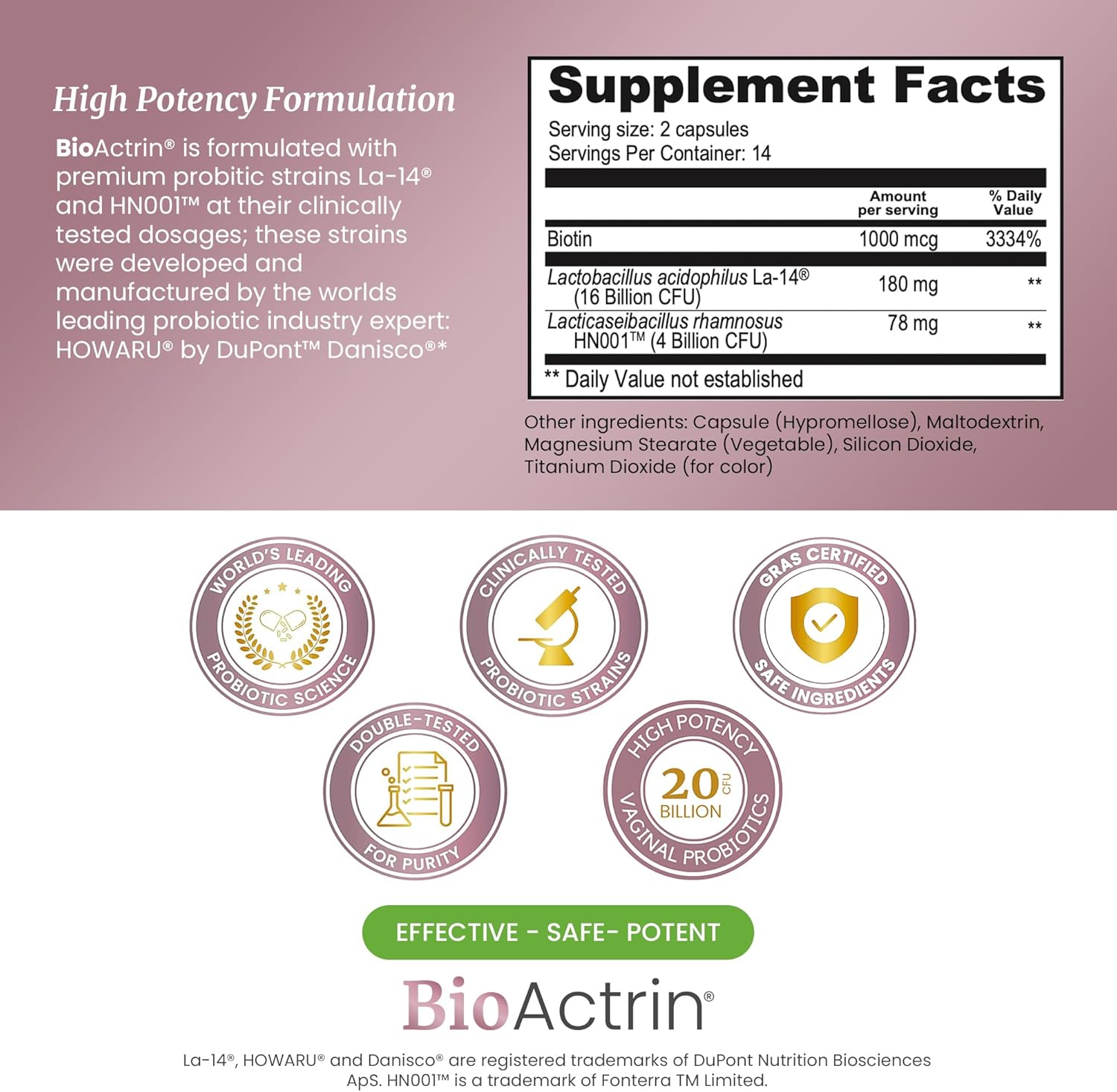 SIGNIFY NATURE Bioactrin Vaginal Probiotics – Bacterial Vaginosis & Yeast Infection Support – 28 Capsules - görsel 2