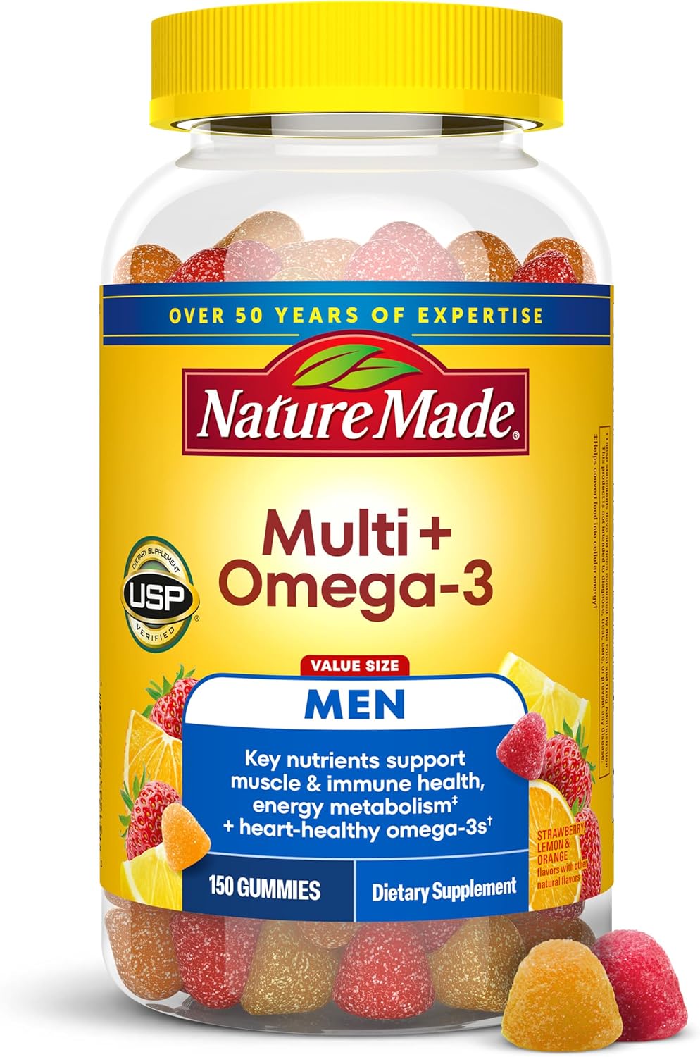 Nature Made Men's Multivitamin Gummies with Omega-3, 150 Count - görsel 1