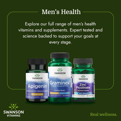 Swanson Graminex Flower Pollen Extract – Supports Prostate, Kidney, Bladder & Urinary Tract Health – Non-GMO – 60 Capsules
