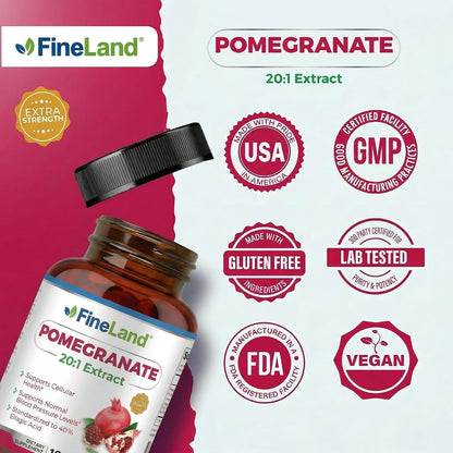 FineLand Pomegranate Extract 20:1 - 40% Ellagic Acid - Antioxidant Support - 120 Vegan Capsules – Image 7