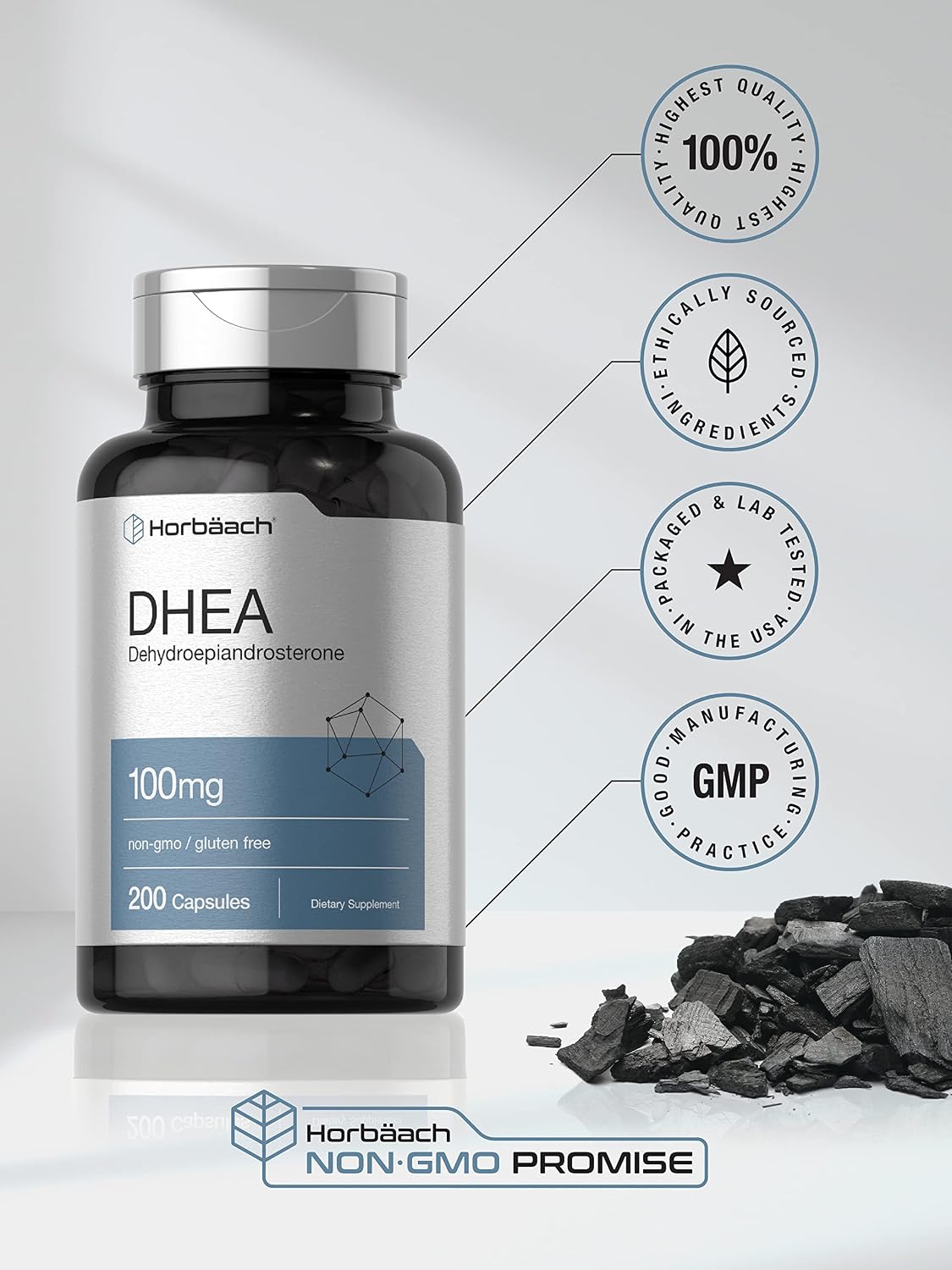 Horbäach DHEA 100mg | 200 Capsules | Supplement for Men and Women - görsel 5
