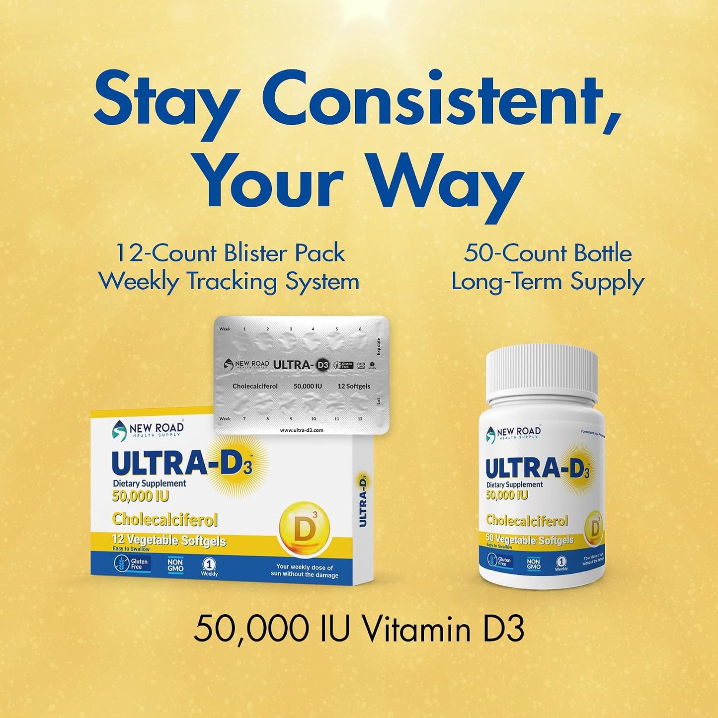 ULTRA-D3 Once-Weekly Vitamin D3 50,000 IU Soft-gels, 50 Count Bottle - görsel 8
