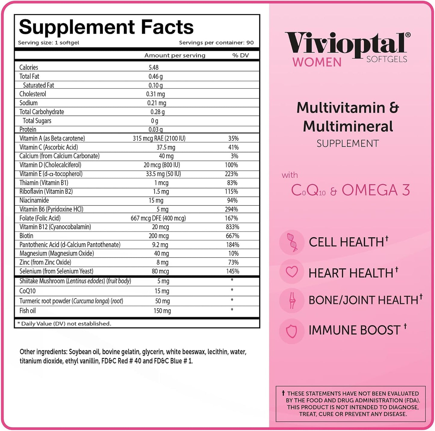 Vivioptal Women Multivitamin with CoQ10 & Omega-3, 90 Capsules, German Formula - görsel 6